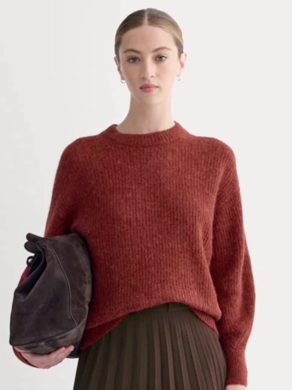 Everlane THE COCOON CREW IN ALPACA Small Merlot